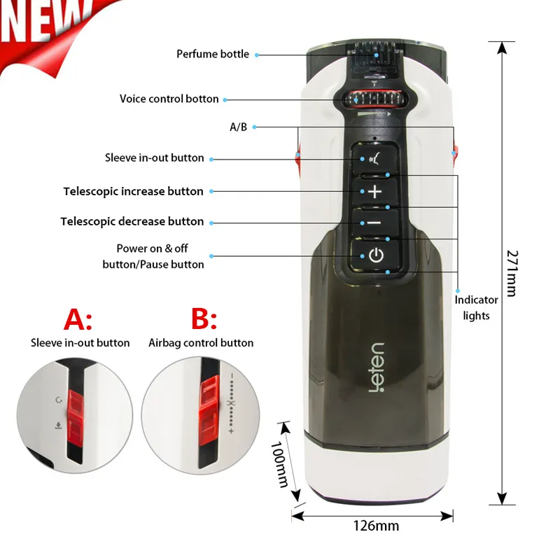 Leten 708 Pro 10 Telescopic Male Masturbator
